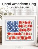 Floral American Flag Cross Stitch Pattern