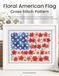 Floral American Flag Cross Stitch Pattern