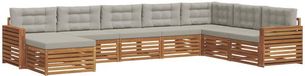 vidaXL Bankset voor buiten, 8-delig, acacia hout, naturel en lichtgrijs