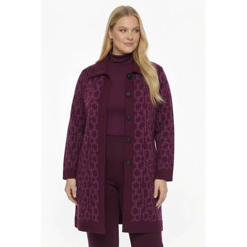 YOEK gebreide vest Plus Size met print - paars