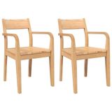 VidaXL Eetkamerstoelen 2 stuks massief hout naturel rubber