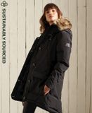 Superdry Parka met imitatiebont en capuchon Dames Zwart