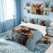Highland Cow Dekbedovertrek Set - Dubbel met 2 Kussenslopen - Bleu Marron