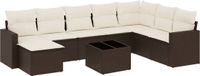 vidaXL 9-delige Loungeset met Kussens, Poly Rattan, Bruin