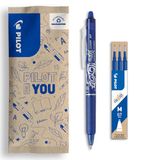 PILOT - FriXion Ball Clicker 07 Set met 1 pen en 3 vullingen - Blauw - Medium punt