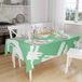 Bonamaison Tafelkleed, Anti-Mold, Sneldrogend, Waterdicht, 100% Polyester Tafellaken, Petroleum Groen, Wit, 140 x 160 Cm