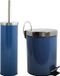 MSV Toiletborstel in houder 38 cm/pedaalemmer 3L set Moods - Metaal - blauw