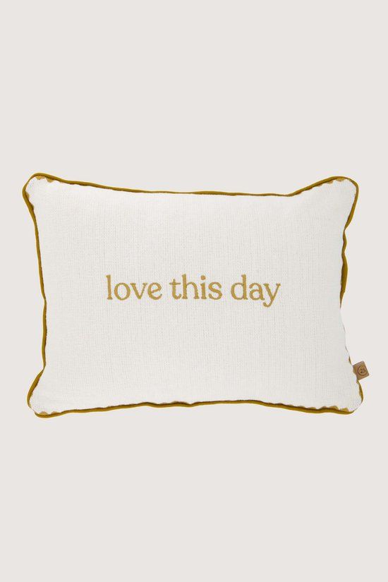 Zusss Kussen Love This Day 35x25cm Katoen White / Gold
