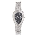 Relogio Radiant - Analoog kwartshorloge voor dames, Sophia collectie, 25 mm ovale kast, zwarte wijzerplaat, zilveren armband met vouwsluiting, inclusief batterij, 3 ATM waterbestendigheid