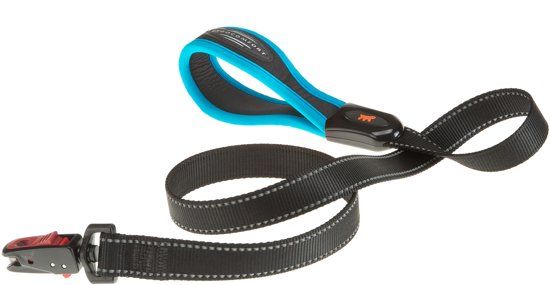 Ferplast Ergocomfort Fluo Matic Hondenriem - Zwart/Blauw - 120 x 2,5 cm