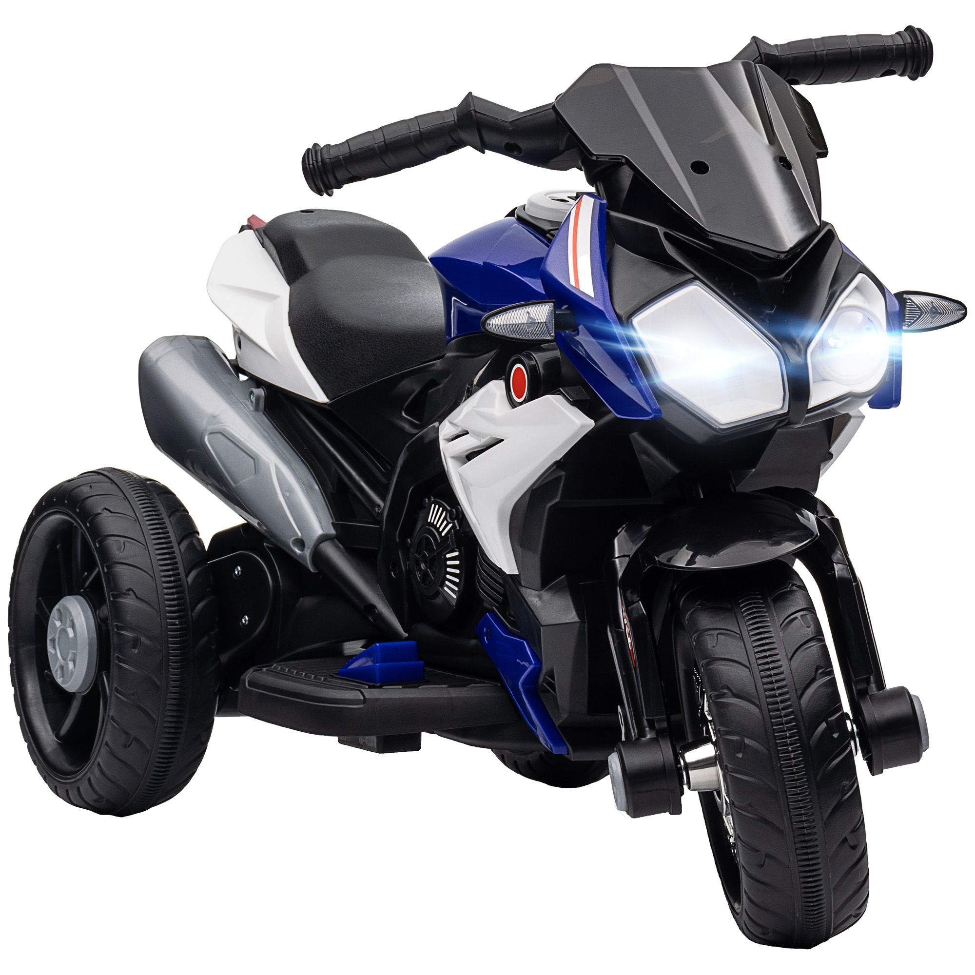 Homcom Elektrische Motorfiets voor Kinderen +3 jaar met Muziekhoorn en Koplampen, 86X42X52 cm, Blauw