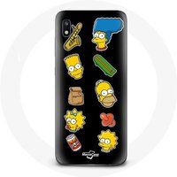 Maniacase Hoesje voor Samsung Galaxy A10 The Simpsons stickers zwarte achtergrond