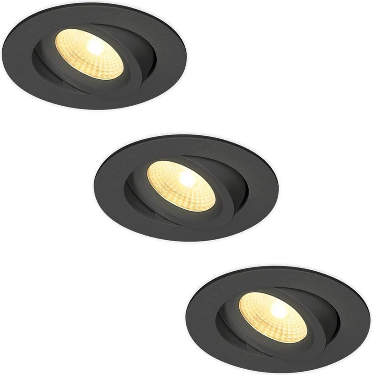 Lightexpert LED inbouwspot Zwart - Salerno - 8W - IP44 - 2700K - Dimbaar & Kantelbaar