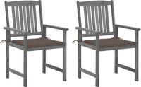 vidaXL Tuinstoelen 2 st met kussens massief acaciahout grijs