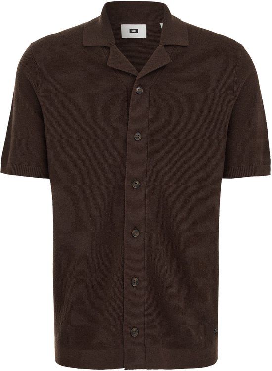 WE Fashion Heren regular fit gebreide polo van linnenmix