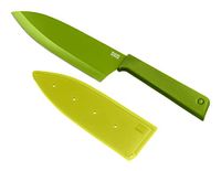KUHN RIKON COLORI+ Santokumes groot, recht lemmet met lemmetbescherming, anti-aanbaklaag, roestvrij staal, 27,5 cm, groen, roestvrij staal