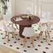 StarTech Essgroep Eettafel van massief beuken met 6 stoelen - 7-delig - 120 cm - Minimalistisch-moderne stijl - Donkerbruin/wit