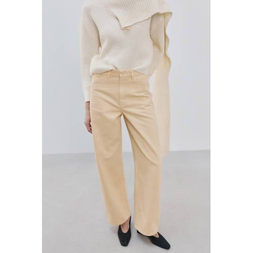 Mango high waist straight leg jeans zand