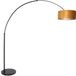 Steinhauer Zwarte Vloerlamp / Booglamp Sparkled Light 8129ZW met Goud Velours Kap