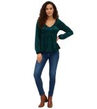 Blouse en jersey tendance avec encolure en V et volants Blouse de sortie Blouse à manches longues 949372 Vert