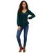 Blouse en jersey tendance avec encolure en V et volants Blouse de sortie Blouse à manches longues 949372 Vert
