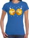 Bellatio Decorations Shoppartners Bv Fout kerst t-shirt blauw met gouden Kerst ballen borsten voor dames - kerstkleding / christmas outfit S