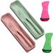 Ibenzoa® Set de couverts réutilisables avec pochette de rangement - Rose