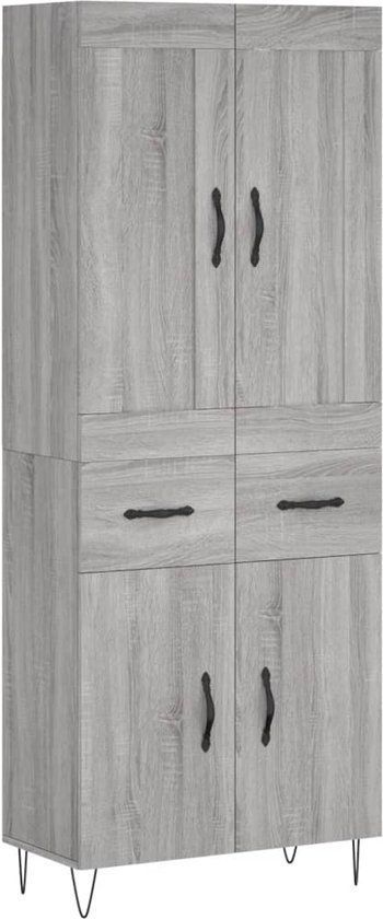 vidaXL Hoge kast 69,5x34x180 cm bewerkt hout grijs sonoma eikenkleurig