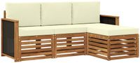 vidaXL Acacia Hout Bank Loungeset 4-zits Natuurlijk en Crème