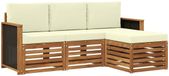 vidaXL Acacia Hout Bank Loungeset 4-zits Naturel et Crème