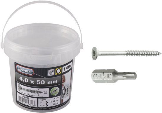 Connex Universele Schroeven RVS – 4.0x50mm – 140 stuks