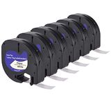 LEYF 6 stuks labeltape, compatibel met Dymo 91200, 12 mm x 4 mm, zwart op wit