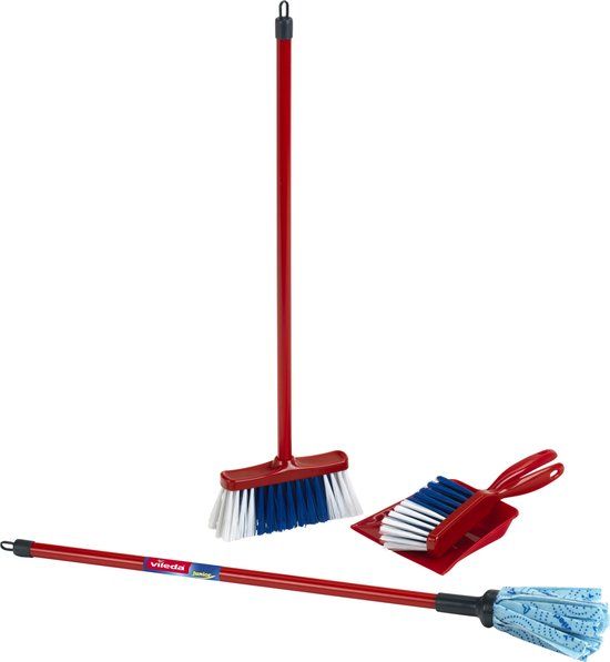Klein Toys Vileda 4-delige speelgoedschoonmaakset - Rood/Blauw