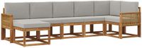 vidaXL - Hoek loungeset - 7 zitplekken - Polyester - Naturel en lichtgrijs