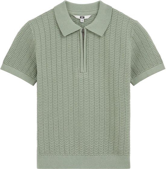 WE Fashion Jongens polo met quarter-zip en structuur