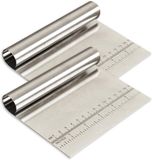 Sans marque 2 pièces racloir à pâte/coupe-pâte/hachoir en acier inoxydable avec échelle de mesure
