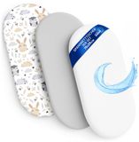 Hoeslakens ASE Spolka Akcyjna Hoeslaken Kinderwagen Baby Hoeslakenset Set van 3: 35x75 cm - 2x lakenset + 1x waterdichte matrasbeschermer - Babybed Accessoires voor Kinderbedje Aanschuifbed Wiegje 35 x 73 Uilen grijs