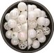 Bellatio Decorations Kerstballen mix - 74-delig - parelmoer en wit - 6 cm - kunststof