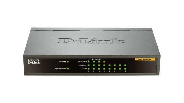 D-Link DES-1008PA - Switch - Zwart