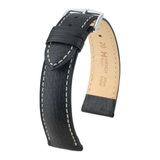Hirsch Boston M/L Horlogeband Leer Zwart 20 mm