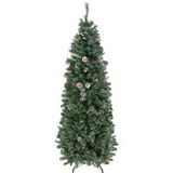 Sapin de Noël artificiel 180 cm avec pommes de pin, 618 branches et support métallique, vert