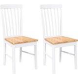 Chaises à manger Chaise de cuisine 2 pcs blanc bois massif caoutchouc