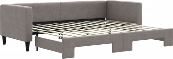 vidaXL Slaapbank met onderschuifbed 80x200 cm stof taupe
