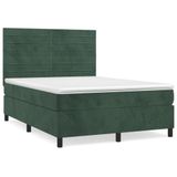 vidaXL Boxspringbed met matras, donkergroen, 200x200 cm, fluweel