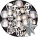 Decoris Kaemingk Kerstversiering kunststof kerstballen met piek zilver 6-8-10 cm pakket van 45x stuks
