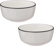 Secret de Gourmet Soepkommen/schaaltjes - 2x - Corona - porselein - D15 x H6.5 cm - wit/zwart