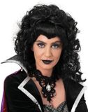 Funny Fashion Heksenpruik lang haar - zwart/krullen - damespruik - Halloween/Gothic