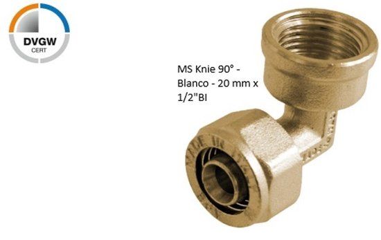 KIRCHHOFF MS Knie 90° - Blanco - 20 mm x 1/2"BI - Knelfitting Voor Meerlagen Buis