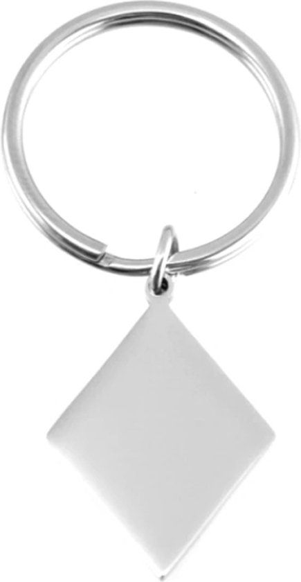 LGT JWLS Lookinggoodtoday Zilverkleurige Sleutelhanger Ruiten Edelstaal