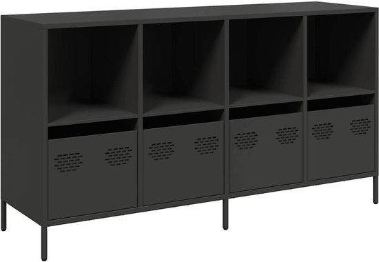 vidaXL Dressoir 135x39x73,5 cm koudgewalst staal zwart